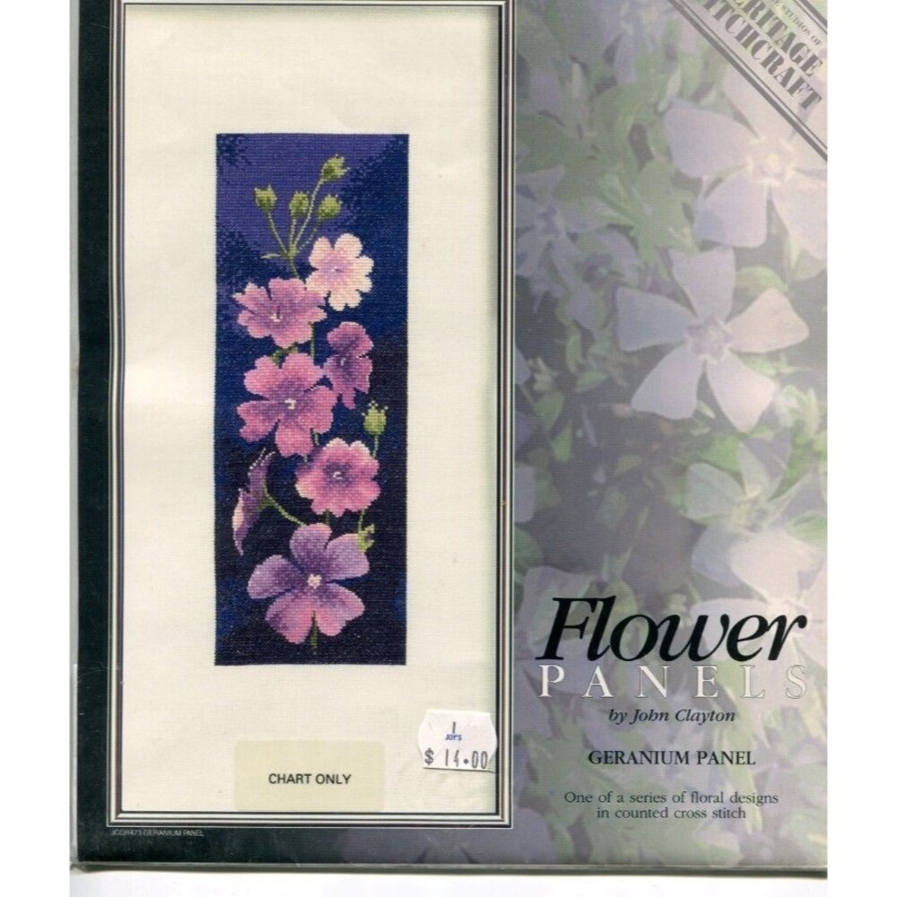 Cross Stitch Chart - Heritage Craft - Flower Panel - Geranium